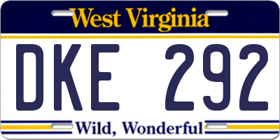 WV license plate DKE292