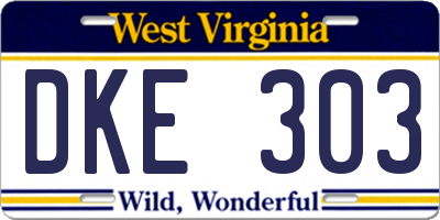 WV license plate DKE303