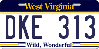 WV license plate DKE313