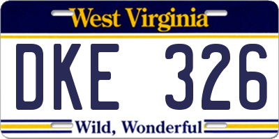 WV license plate DKE326