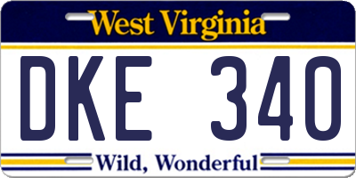 WV license plate DKE340