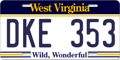 WV license plate DKE353