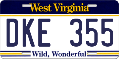WV license plate DKE355
