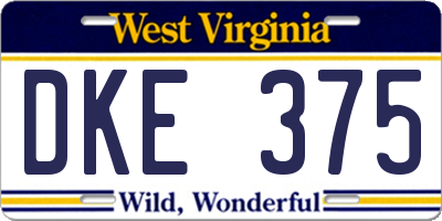 WV license plate DKE375