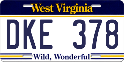 WV license plate DKE378