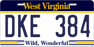 WV license plate DKE384