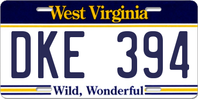 WV license plate DKE394