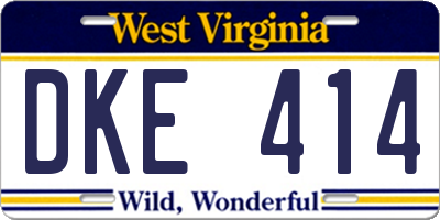 WV license plate DKE414