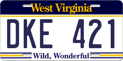 WV license plate DKE421