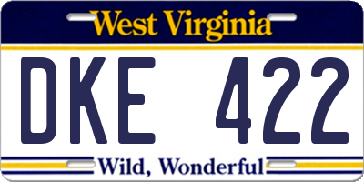 WV license plate DKE422