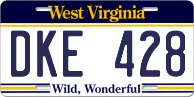 WV license plate DKE428