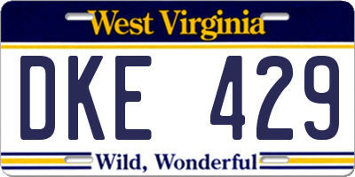 WV license plate DKE429