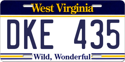 WV license plate DKE435