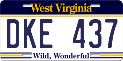 WV license plate DKE437