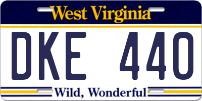 WV license plate DKE440