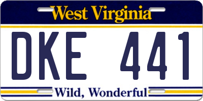 WV license plate DKE441