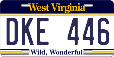 WV license plate DKE446