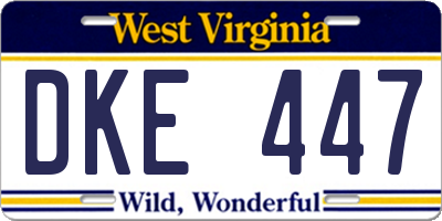 WV license plate DKE447