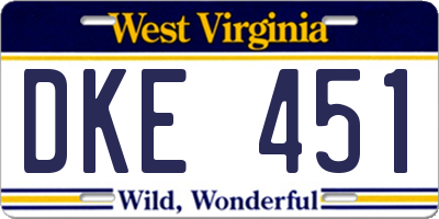 WV license plate DKE451