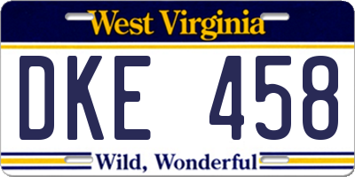 WV license plate DKE458