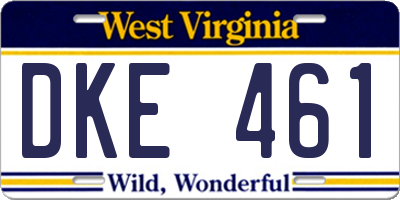 WV license plate DKE461