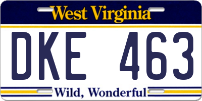 WV license plate DKE463