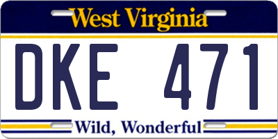 WV license plate DKE471