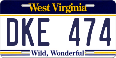 WV license plate DKE474