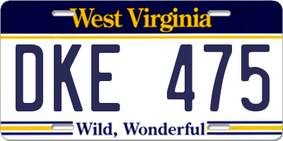 WV license plate DKE475