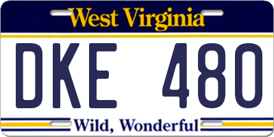 WV license plate DKE480