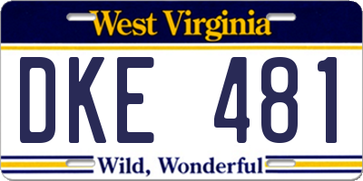WV license plate DKE481