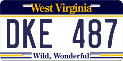 WV license plate DKE487