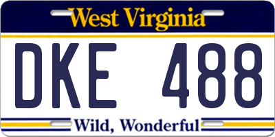 WV license plate DKE488