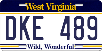 WV license plate DKE489