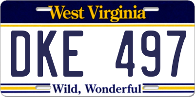 WV license plate DKE497