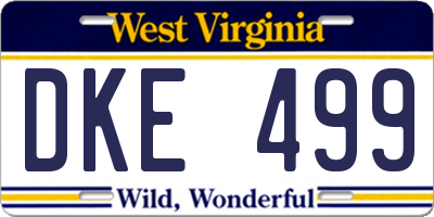 WV license plate DKE499