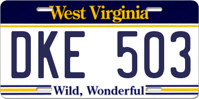 WV license plate DKE503