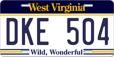 WV license plate DKE504