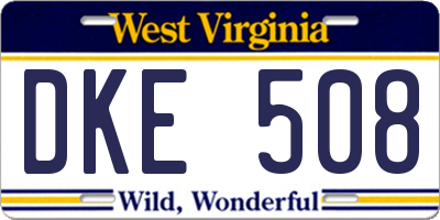 WV license plate DKE508