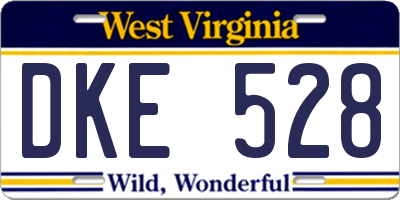 WV license plate DKE528