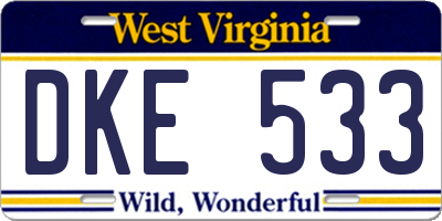 WV license plate DKE533