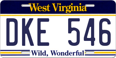 WV license plate DKE546