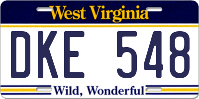 WV license plate DKE548