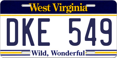 WV license plate DKE549