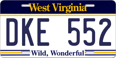 WV license plate DKE552