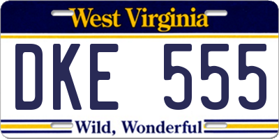 WV license plate DKE555