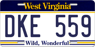 WV license plate DKE559