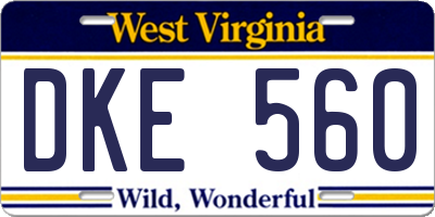 WV license plate DKE560