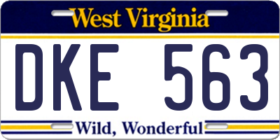 WV license plate DKE563