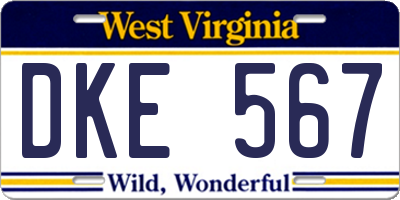 WV license plate DKE567